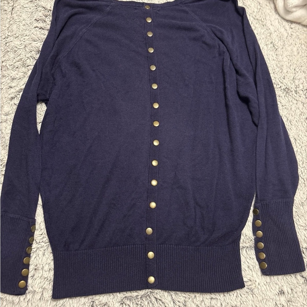 Navy Button-Down Women's Sweater